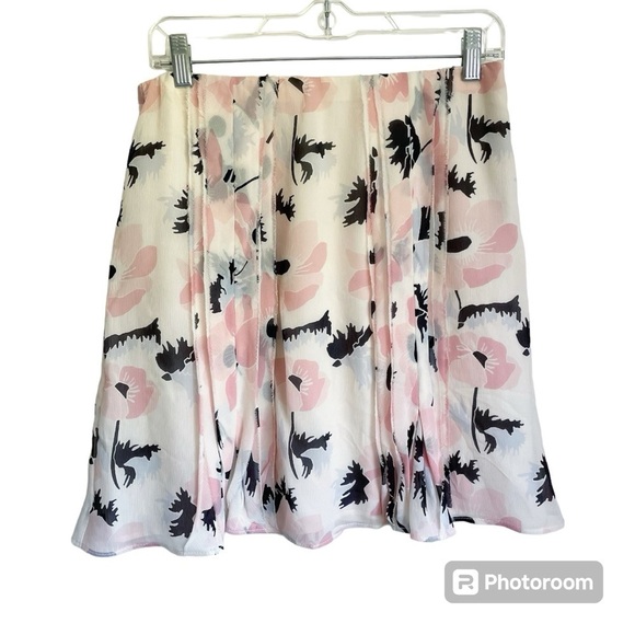 Carolina Herrera Dresses & Skirts - Carolina Herrera Pleated Skirt floral a line silk cream pink flowers 6 bloomcore